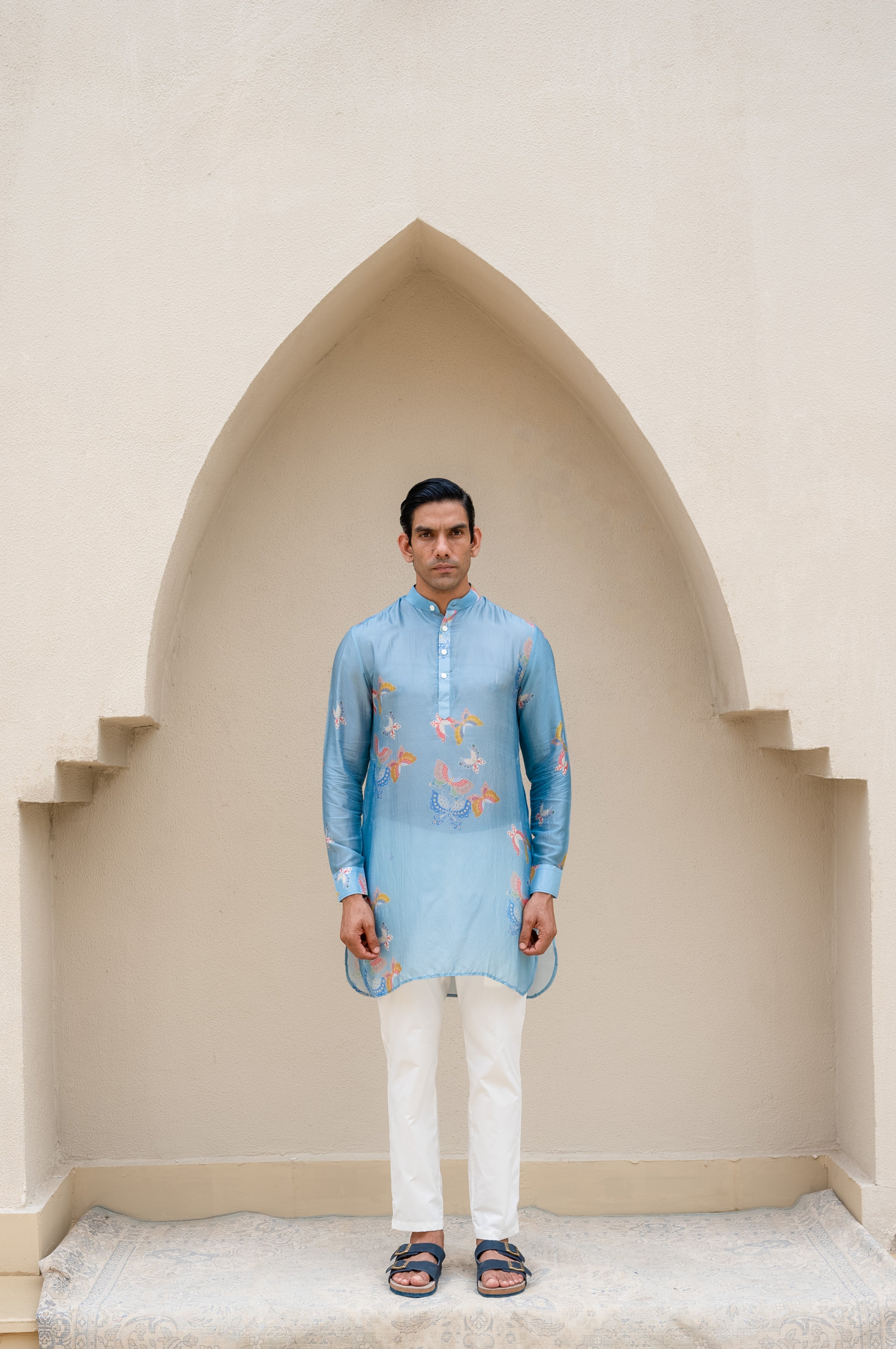 Light Blue Butterfly Printed Kurta